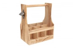 Wooden carrier with opener