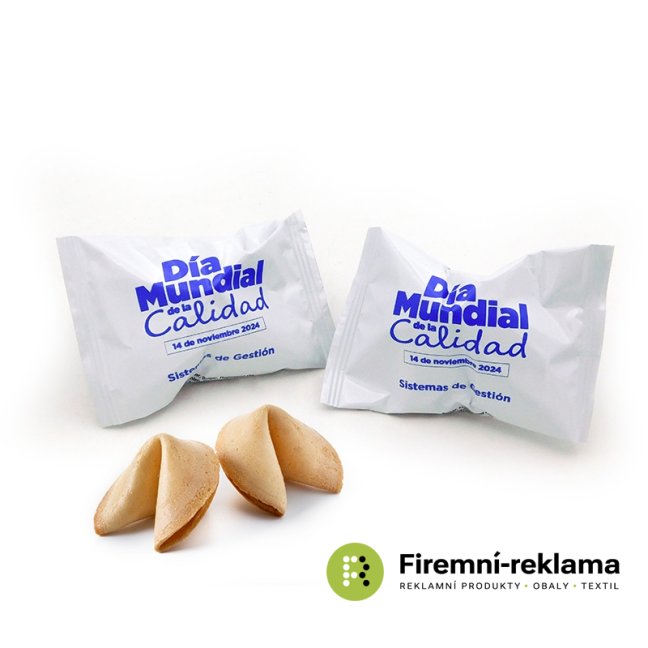 Promotional fortune cookies with personalised message and packaging