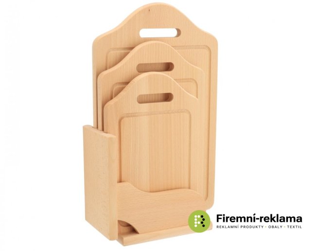Set of cutting boards with stand