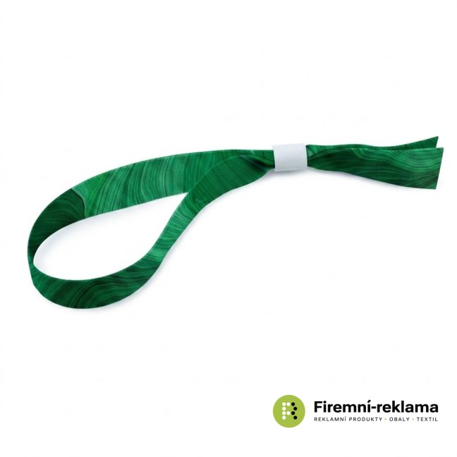 Fabric satin wristband with full-color print, tear-resistant, adjustable size for different wrists, ideal for visitors to festivals, conferences, corporate events, amusement parks.