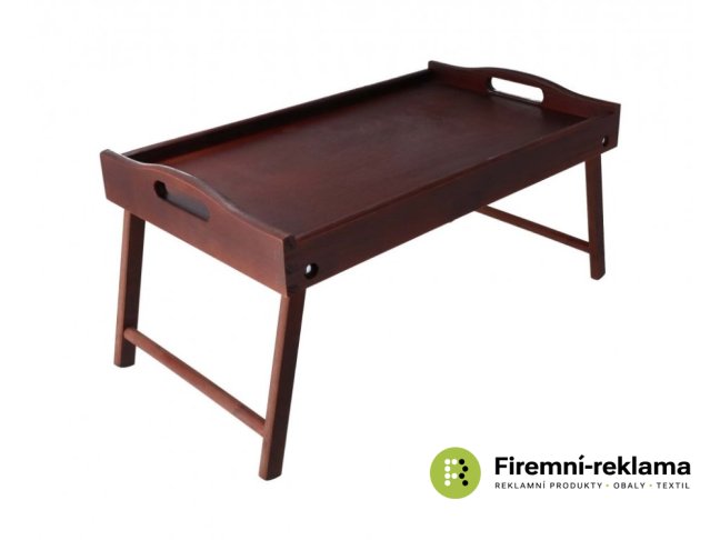 Wooden bed serving table 50x30 cm brown