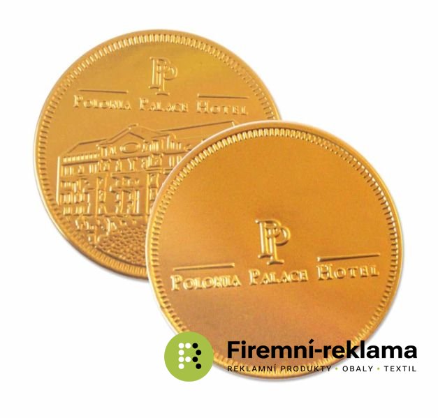 Čokoládové mince s ražbou - Balení: 2500ks, Velikost: ø34 mm