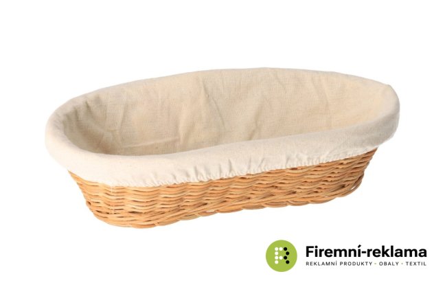 Oval rattan basket with fabric