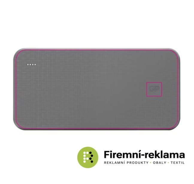 Powerbanka s kapacitou 20000 mAh GP B+ Series černá, označení plochy pro vlastní potiske, vhodná jako firemní dárek, promo předmět nebo zaměstnanecký benefit