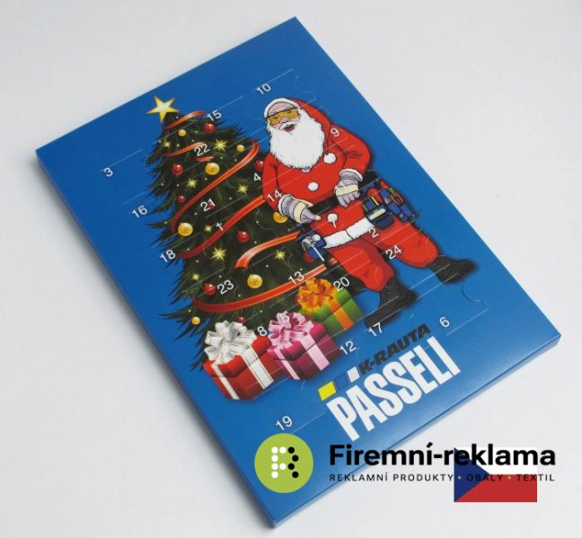 Advent calendar A4 with advertising print - Packaging: 250pcs, Type of chocolate: milk