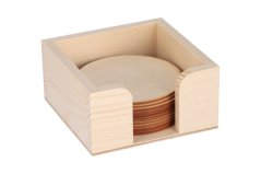 Wooden tray with round coasters 10 pcs