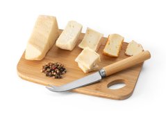 Bamboo cheese board with knife