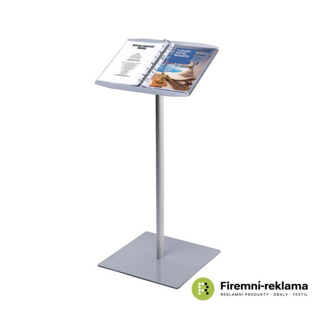 A4 Ringbinder Brochure Stand for individual A4 portrait punched pages - Colour: silver, Media Size: 2 x A4
