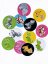 Round, custom-printed cards for the Grabolo card game. The Grabolo promotional game is ideal for team-building activities, corporate parties, trade shows, conferences, school programs, and family events.