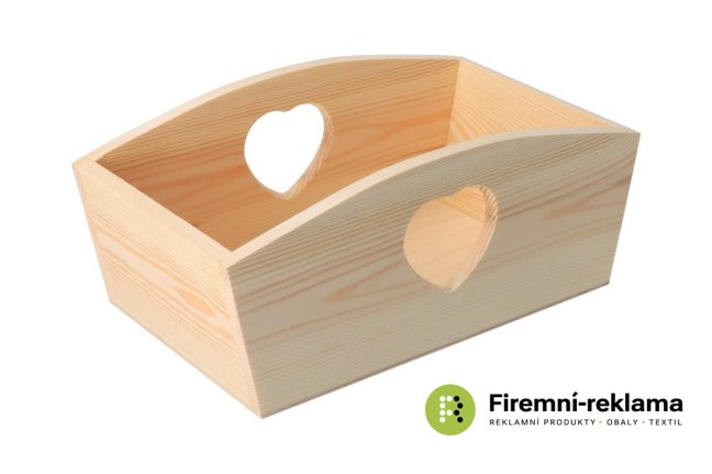 Wooden basket with a heart
