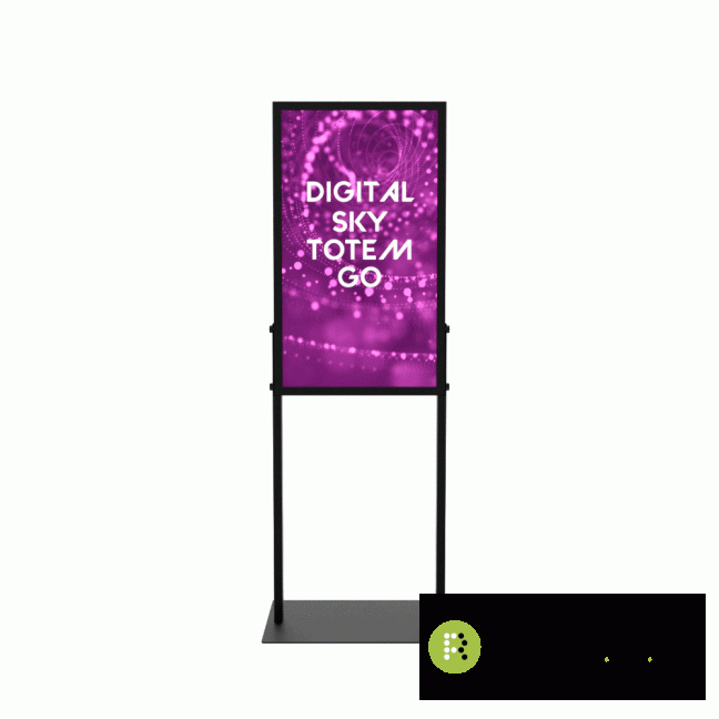 Sky Go 43" digital totem, black, with monitor