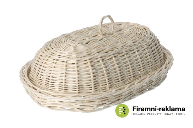 Wicker basket for pastries with a lid, white