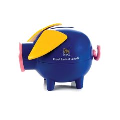 Moderní reklamní pokladnička prasátko, kasička na peníze