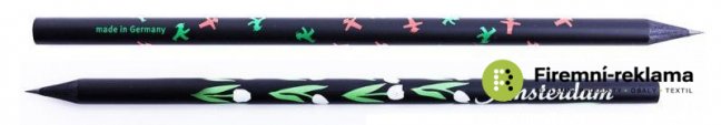 Černé reklamní tužky s rotačním sítotiskem - Balení: 1000ks, Potisk: 1 barevný tisk