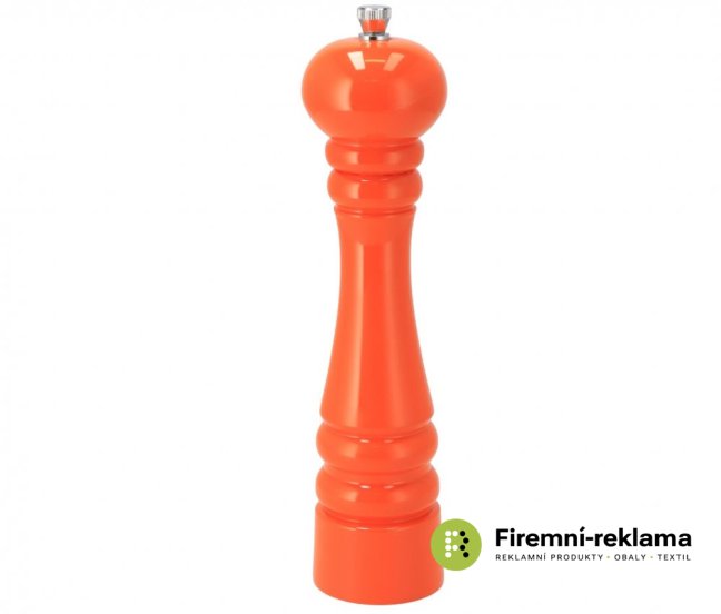 Orange wooden spice grinder