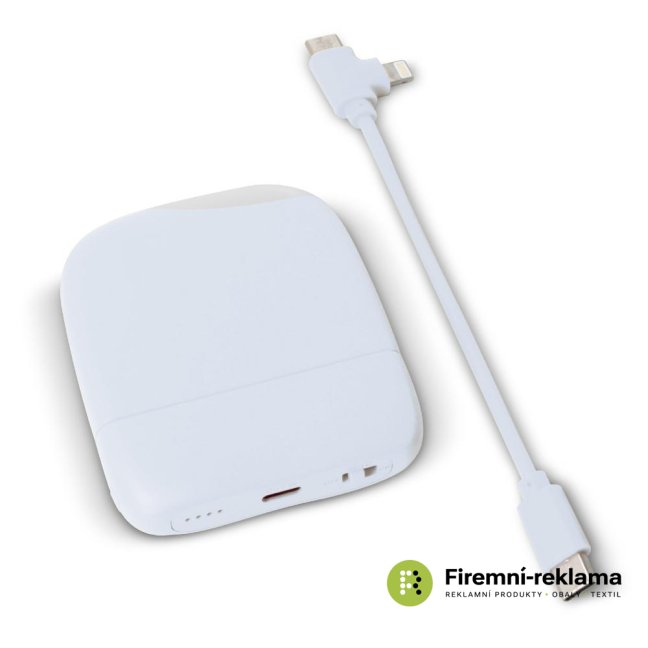 Reklamní powerbanka Xoopar ICE P 5 000 mAh s LED podsvícením, bílá barva, vhodná jako firemní dárek, promo předmět nebo eventový produkt