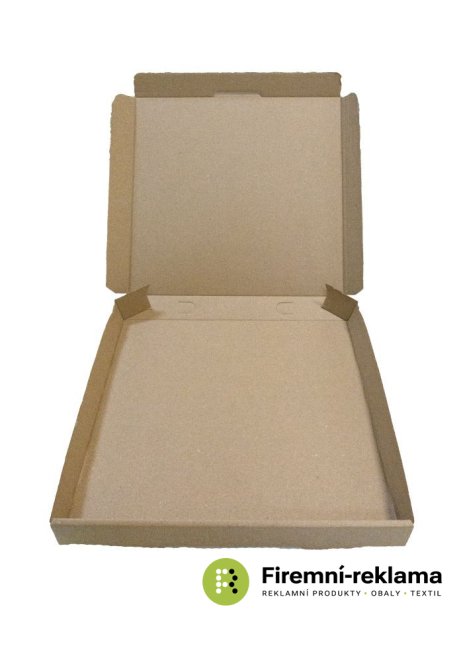 Krabice na pizzu bez potisku víka - Pizza box barva: hnědá / hnědá, Pizza box velikost: 35x35x3 cm, Balení: 200ks