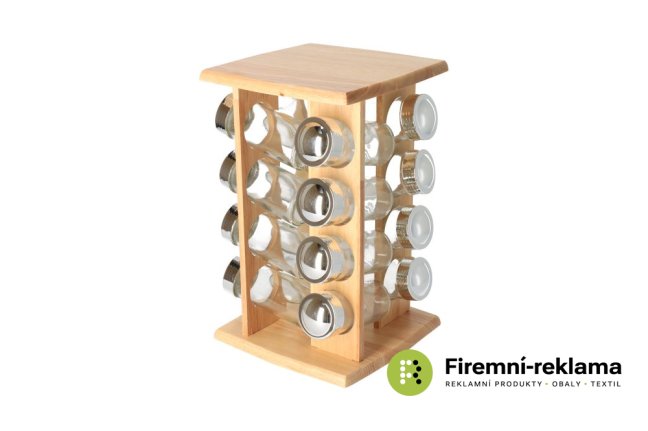 Wooden rack with 16 spices - chrome