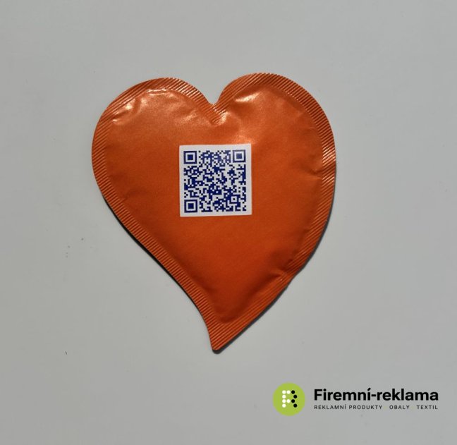 Reklamní cukr ve tvaru srdce s vlastním potiskem - Balení: 3000ks