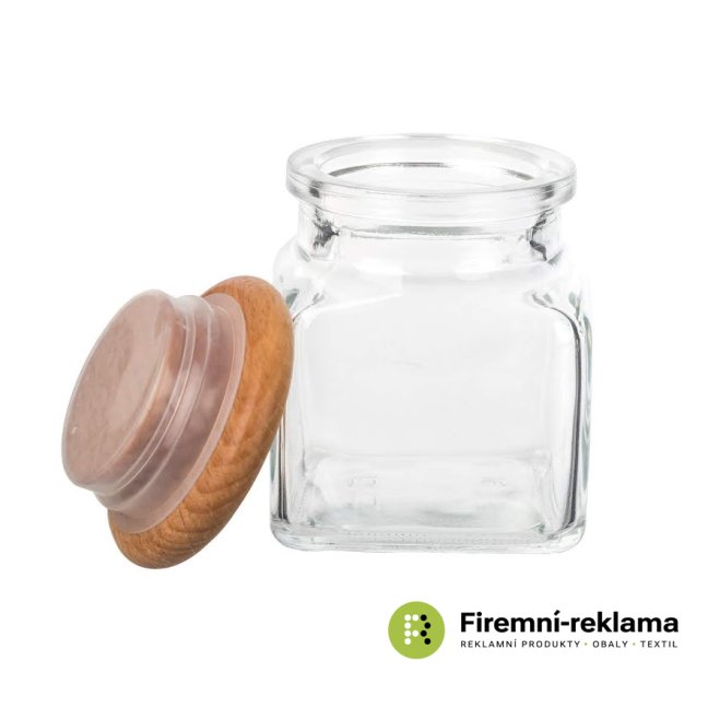 Glass spice jar - wooden lid - 120ml