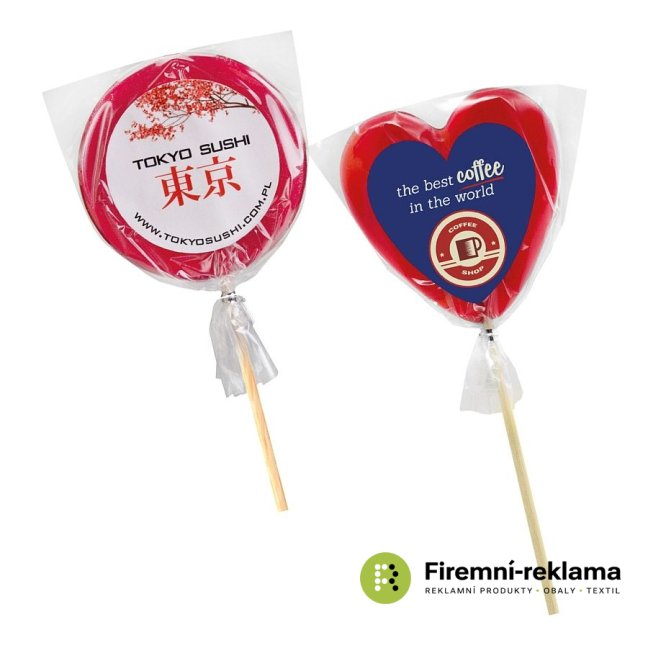 Heart lollipop with print 500 pcs - Packaging: 500pcs