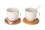 Wooden coaster with porcelain cup 0.25 l spoon 2 pcs