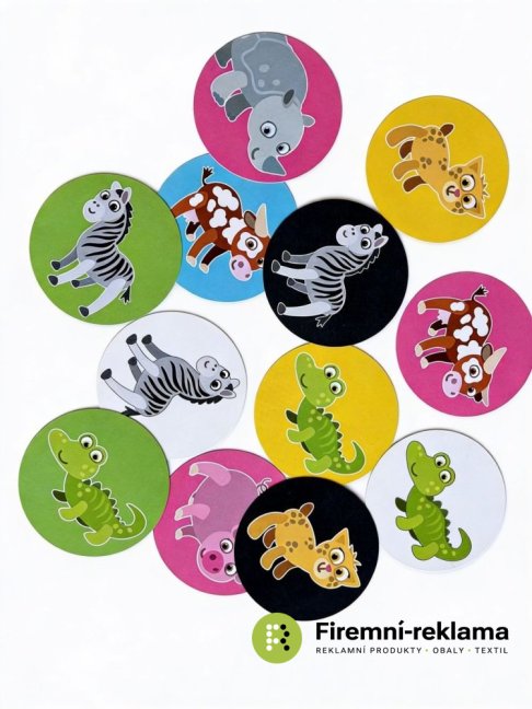 Round, custom-printed cards for the Grabolo card game. The Grabolo promotional game is ideal for team-building activities, corporate parties, trade shows, conferences, school programs, and family events.