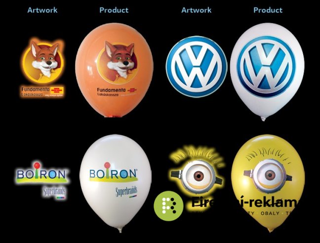 Reklamní balonky - grafika a produkt