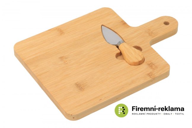 Bamboo cutting board with handle and knife
