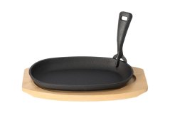 Cast iron pan on a wooden board GRADA - 23 x 14 cm