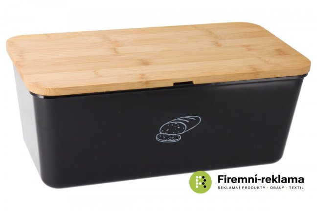 Bread box with cutting board - black