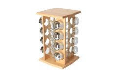 Dřevěný stojan s kořenkami 16 ks - chrom