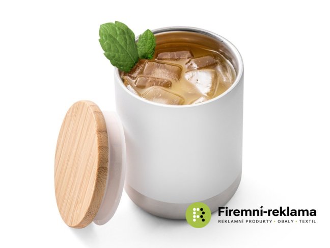 Thermo cup with bamboo lid - white