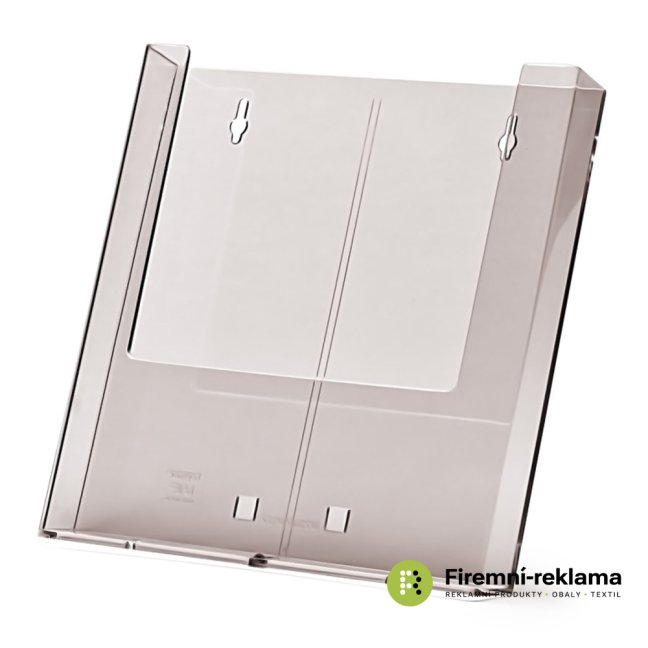Stojánek na letáky formátu A4, 2 kapsy za sebou (bez děliče) - Barva: transparent, Varianta: Taymar® Brochure Holder Counter/Wall 1x A4 Portrait, Velikost média: A4 (210 x 297 mm)
