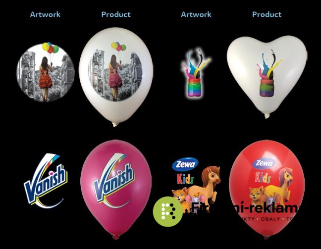 Reklamní balonky - grafika a produkt