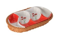 Tray in basket RED POPPY - 4 piece set