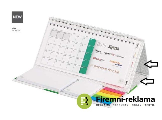 Spiral desk calendar with pads and indexes - Packaging: 250pcs