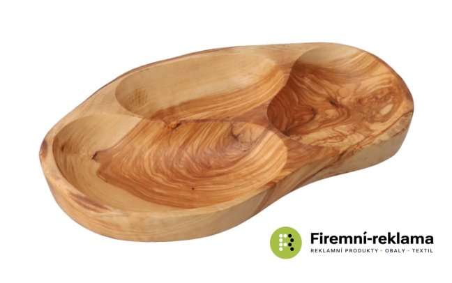 Olive wood serving bowl, divided