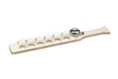 Dřevěný nosič se 6 panáky a zvonkem