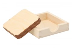 Wooden tray with square coasters 6 pcs