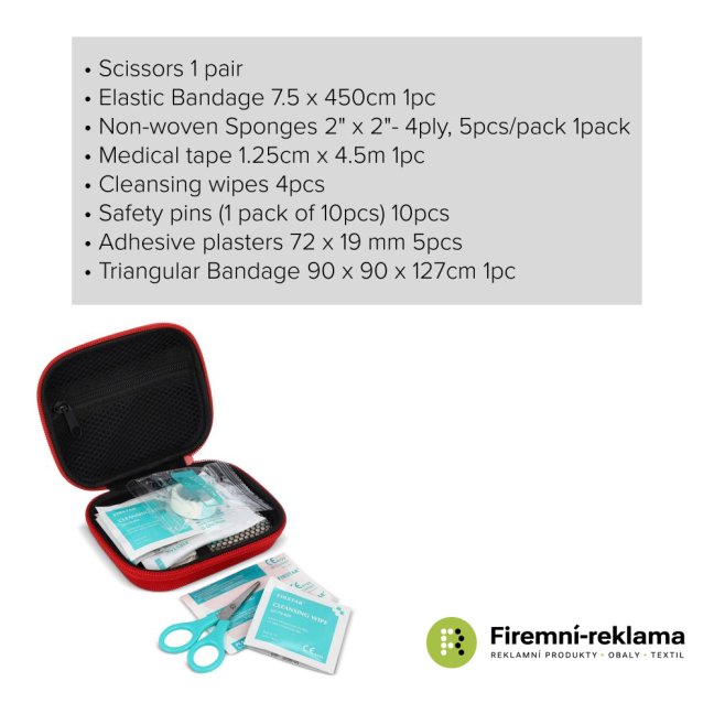 Everest Travel First Aid Kit - 15 first aid items, suitable for company branding on the red box, ideal corporate gift for employees, clients, and business partners