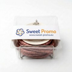 Spicy sausage snack on a mini cable reel