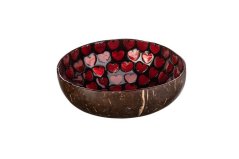 Coconut bowl with red hearts