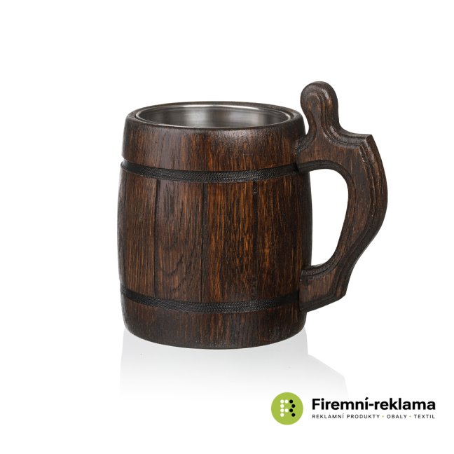 Oak mug with stainless steel insert - dark