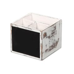 Wooden cutlery stand with chalkboard