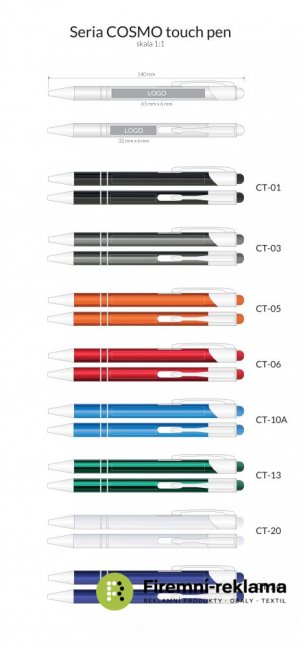Kovová reklamní propiska COSMO touch pen - Balení: 500ks