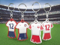 BMT7 Promotional Keychains - Custom-printed keychains shaped like football shirts, featuring full-color printing on both sides, ideal for promoting football clubs
