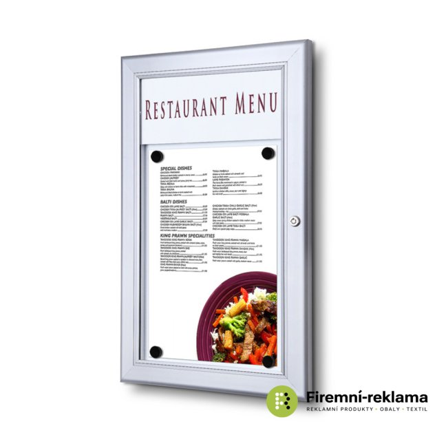 Outdoor Menu Board - Colour: silver, Variant: Outdoor Menu Case Non-Illuminated With Logo Panel Portrait 1x A4