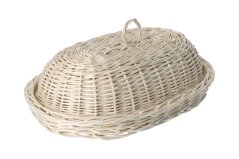 Wicker basket for pastries with a lid, white