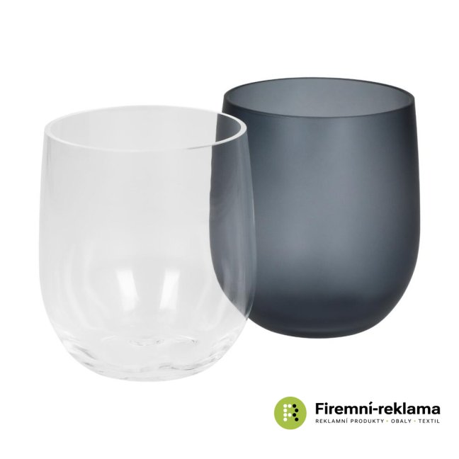 Custom printed plastic cup, transparent and black